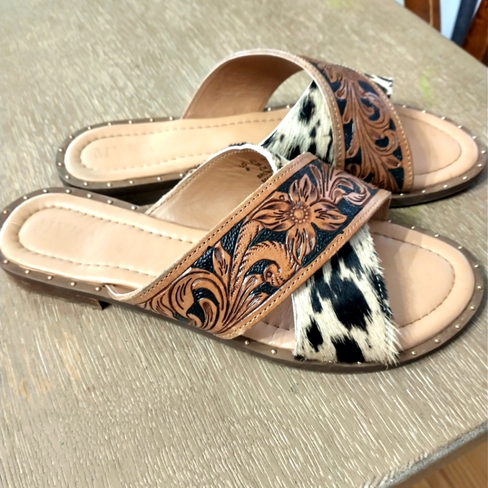 Authentic cowhide Myra sandals size 8